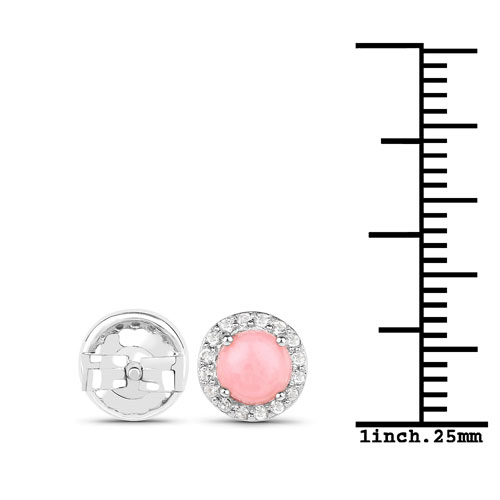 1.36 Carat Genuine Pink Opal and White Topaz .925 Sterling Silver Earrings