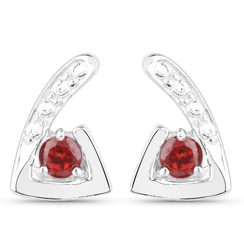 Garnet-0.44 Carat Genuine Garnet .925 Sterling Silver Earrings