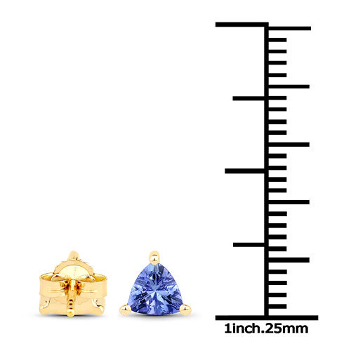 0.64 Carat Genuine Tanzanite 14K Yellow Gold Earrings