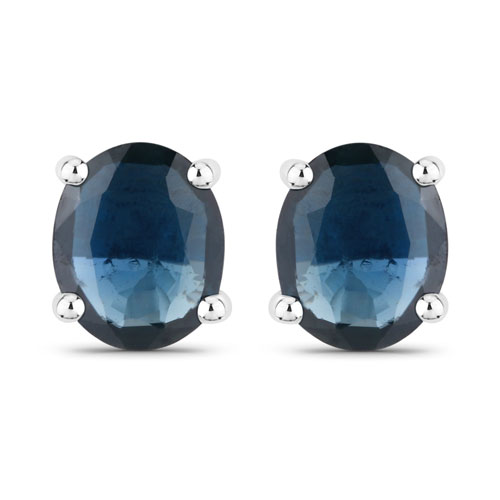 Earrings-0.68 Carat Genuine Blue Sapphire 10K White Gold Earrings