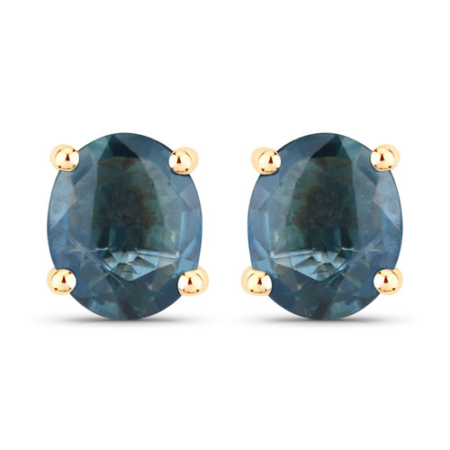 Earrings-0.68 Carat Genuine Blue Sapphire 10K Yellow Gold Earrings