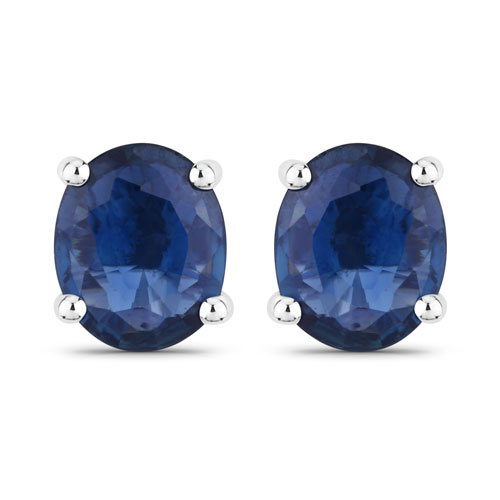 Earrings-0.68 Carat Genuine Blue Sapphire 14K White Gold Earrings