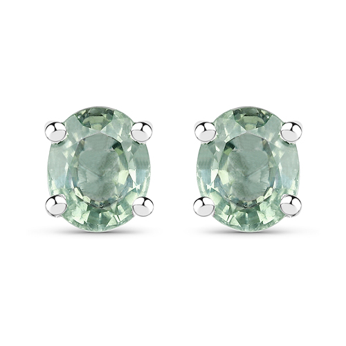 Earrings-0.68 Carat Genuine Green Sapphire .925 Sterling Silver Earrings