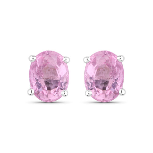 Earrings-0.96 Carat Genuine Pink Sapphire 14K White Gold Earrings