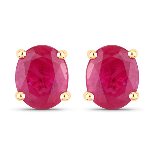 Earrings-0.60 Carat Genuine Ruby 10K Yellow Gold Earrings