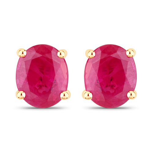 Earrings-0.60 Carat Genuine Ruby 14K Yellow Gold Earrings