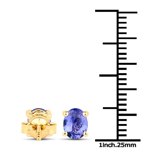 0.66 Carat Genuine Tanzanite 14K Yellow Gold Earrings