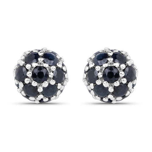 Earrings-2.52 Carat Genuine Blue Sapphire .925 Sterling Silver Earrings