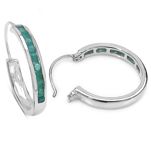 1.10 Carat Genuine Emerald Sterling Silver Earrings