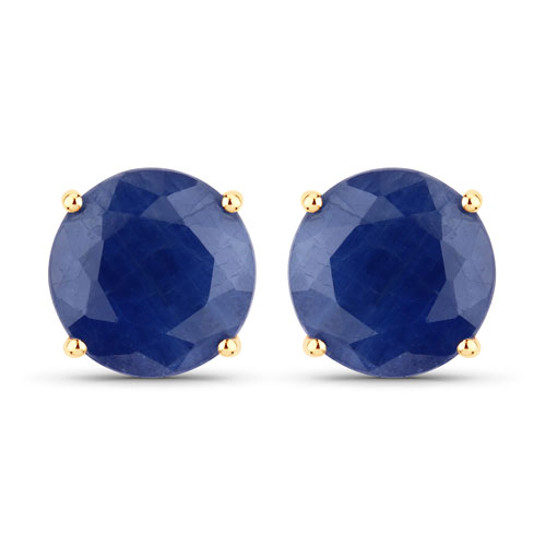 Earrings-7.00 Carat Genuine Blue Sapphire and 14K Yellow Gold Earrings