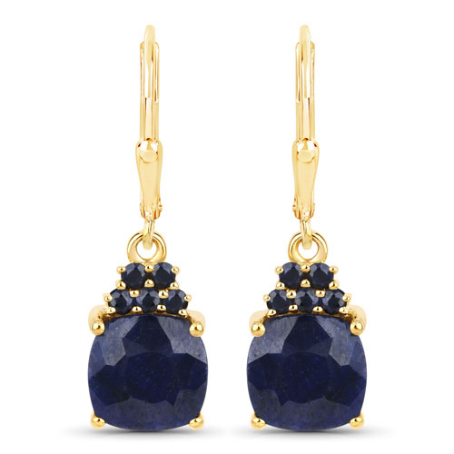 Earrings-6.20 Carat Dyed Sapphire and Blue Sapphire .925 Sterling Silver Earrings