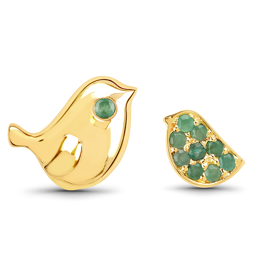 Emerald-14K Yellow Gold Plated 0.18 Carat Genuine Emerald .925 Sterling Silver Earrings