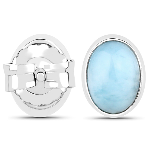 2.00 Carat Genuine Larimar .925 Sterling Silver Earrings