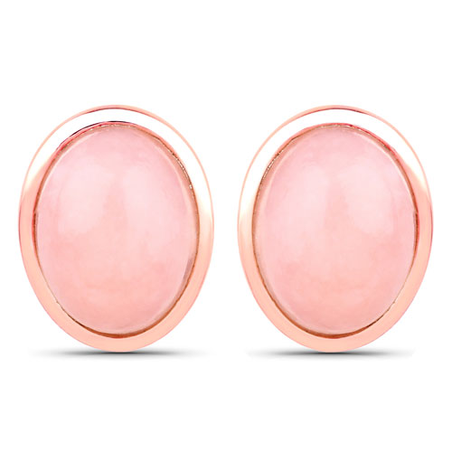 Earrings-18K Rose Gold Plated 1.50 Carat Genuine Pink Opal .925 Sterling Silver Earrings