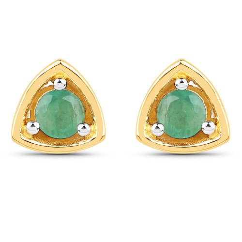 Emerald-18K Yellow Gold Plated 0.20 Carat Genuine Emerald .925 Sterling Silver Earrings