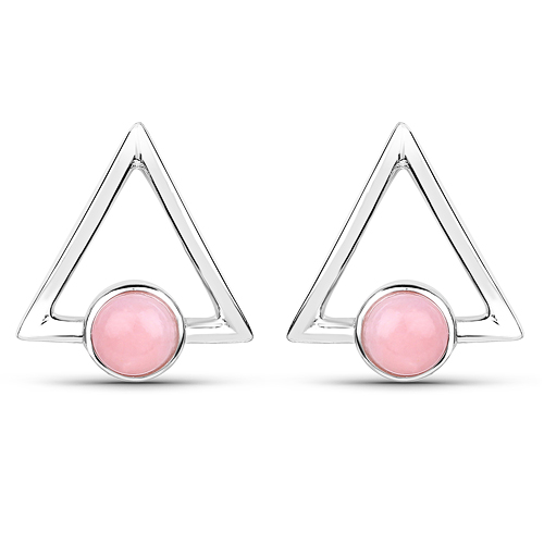 Earrings-1.20 Carat Genuine Pink Opal .925 Sterling Silver Earrings