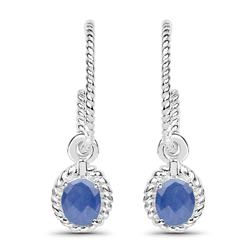 Earrings-0.69 Carat Genuine Blue Sapphire .925 Sterling Silver Earrings