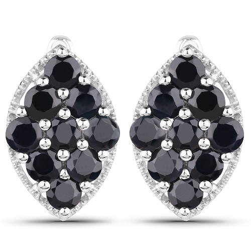 7.57 Carat Genuine Blue Sapphire .925 Sterling Silver Earrings