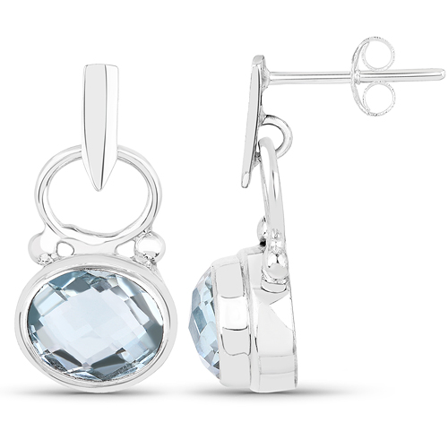 8.00 Carat Genuine Blue Topaz .925 Sterling Silver Earrings