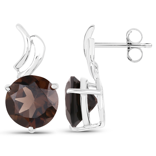 4.30 Carat Genuine Smoky Quartz .925 Sterling Silver Earrings