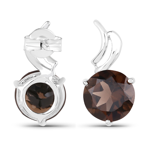 4.30 Carat Genuine Smoky Quartz .925 Sterling Silver Earrings