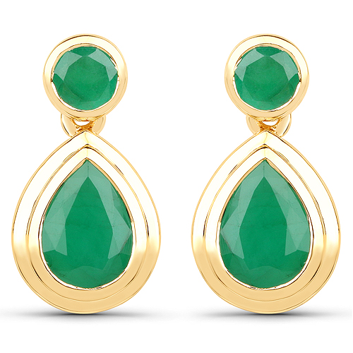 Emerald-2.56 Carat Genuine Emerald 14K Yellow Gold Earrings