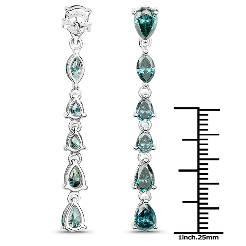 4.81 Carat Genuine Blue Diamond 14K White Gold Earrings