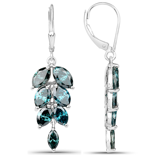 7.13 Carat Genuine Blue Diamond 14K White Gold Earrings