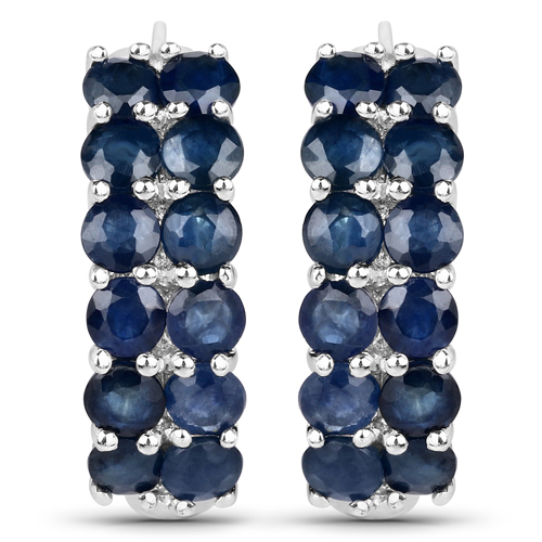 Earrings-2.88 Carat Genuine Blue Sapphire .925 Sterling Silver Earrings