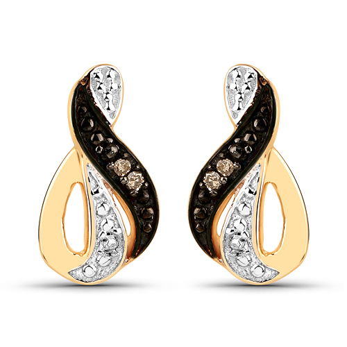 Earrings-0.01 Carat Genuine Choclate Brown Diamond Brass Earrings