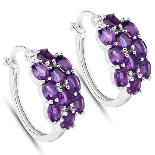 8.32 Carat Genuine Amethyst .925 Sterling Silver 3 Piece Jewelry Set (Ring, Earrings, and Pendant w/ Chain)
