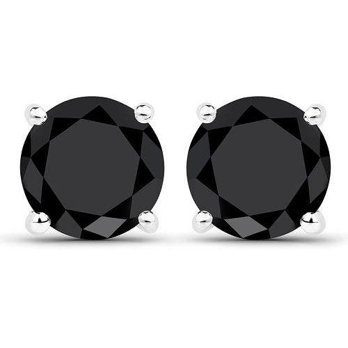 5.22 Carat Genuine Black Diamond 14K White Gold Earrings