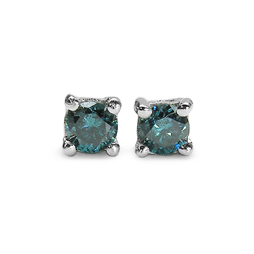 Earrings-0.36 Carat Genuine Blue Diamond .925 Sterling Silver Earrings