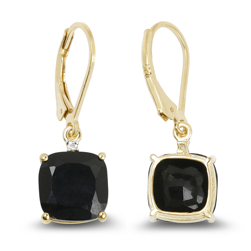 14K Yellow Gold Plated 6.59 Carat Genuine Black Onyx & White Topaz .925 Sterling Silver Earrings