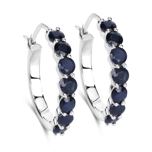 Earrings-2.66 Carat Genuine Blue Sapphire .925 Sterling Silver Earrings