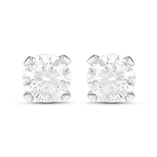 Earrings-0.61 Carat Genuine White Diamond 14K White Gold Earrings