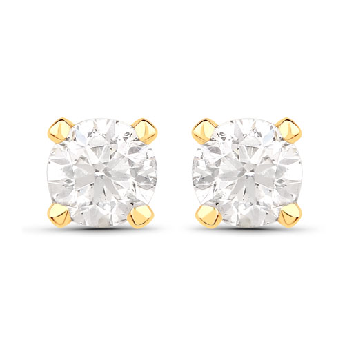 Earrings-0.61 Carat Genuine White Diamond 14K Yellow Gold Earrings