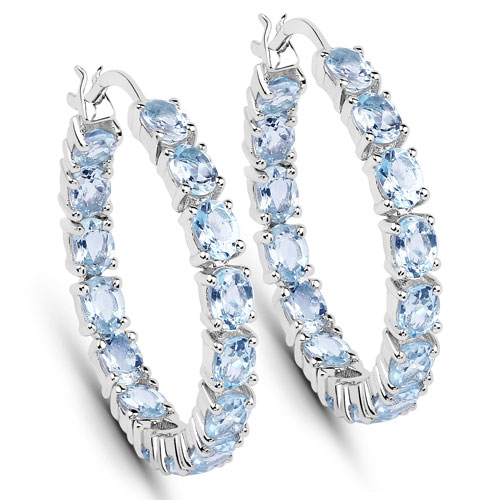 Earrings-5.70 Carat Genuine Blue Topaz .925 Sterling Silver Earrings