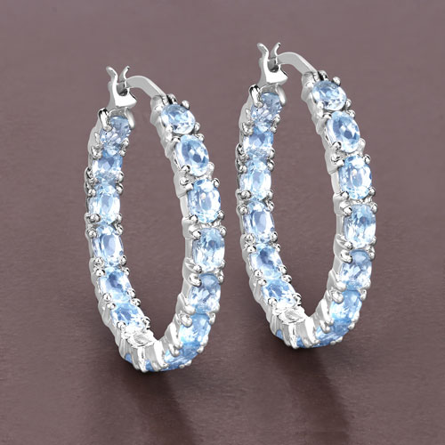 5.70 Carat Genuine Blue Topaz .925 Sterling Silver Earrings