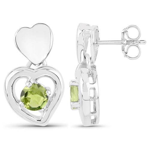 1.60 Carat Genuine Peridot .925 Sterling Silver Earrings