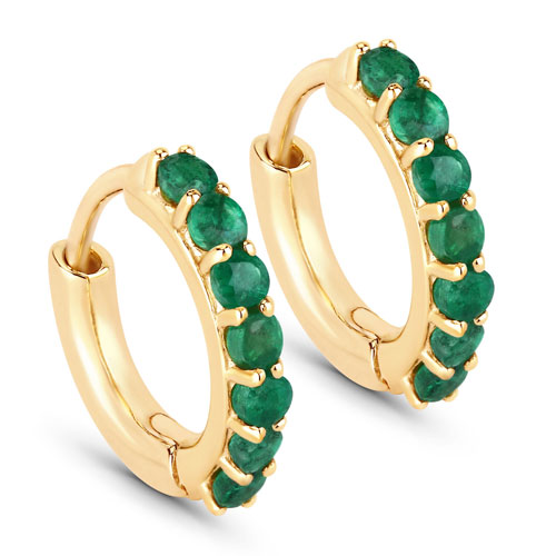 Emerald-0.48 Carat Genuine Zambian Emerald 10K Yellow Gold Earrings