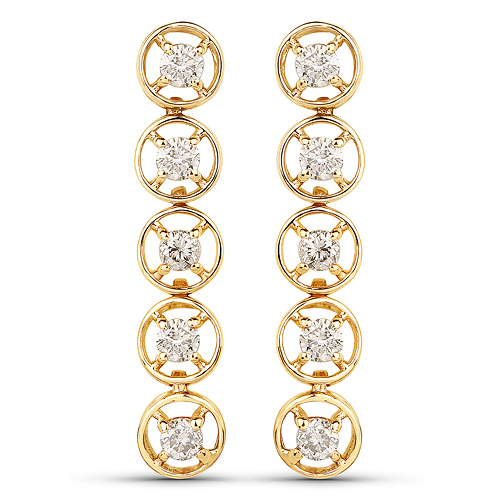 Earrings-0.25 Carat Genuine Diamond 10K Yellow Gold Earrings
