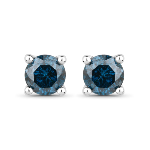 Earrings-0.56 Carat Genuine Blue Diamond 14K White Gold Earrings