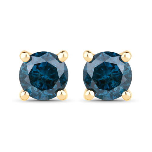 Earrings-0.56 Carat Genuine Blue Diamond 14K Yellow Gold Earrings
