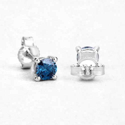 0.51 Carat Genuine Blue Diamond 14K White Gold Earrings
