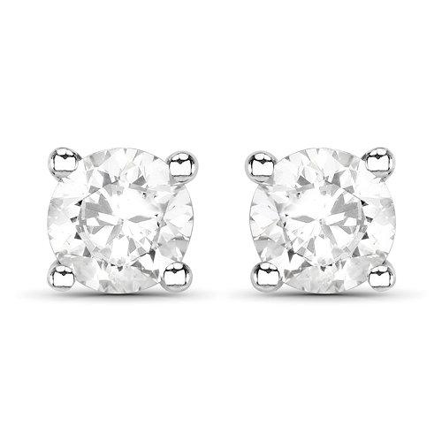 0.58 Carat Genuine White Diamond 14K White Gold Earrings