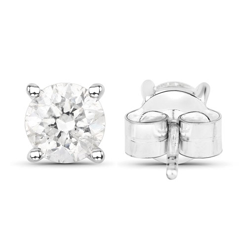 0.80 Carat Genuine White Diamond 14K White Gold Earrings