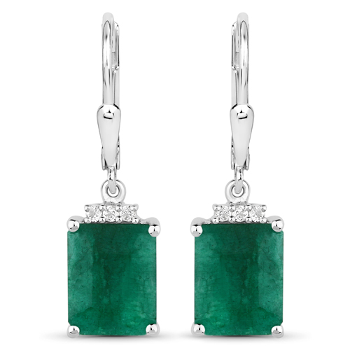 Emerald-5.43 Carat Dyed Emerald .925 Sterling Silver Earrings