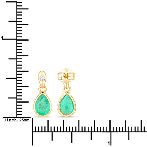 1.35 Carat Genuine Zambian Emerald and White Diamond 14K White Gold Earrings