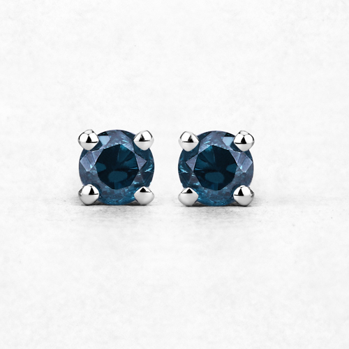 0.29 Carat Genuine Blue Diamond 14K White Gold Earrings (I1-I2)